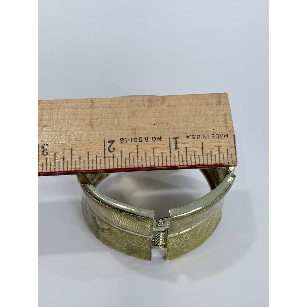 Kirks Folly Double Leaf Bypass Cuff Bracelet Botanical Enamel Gold Tone Resort - Picture 9 of 10